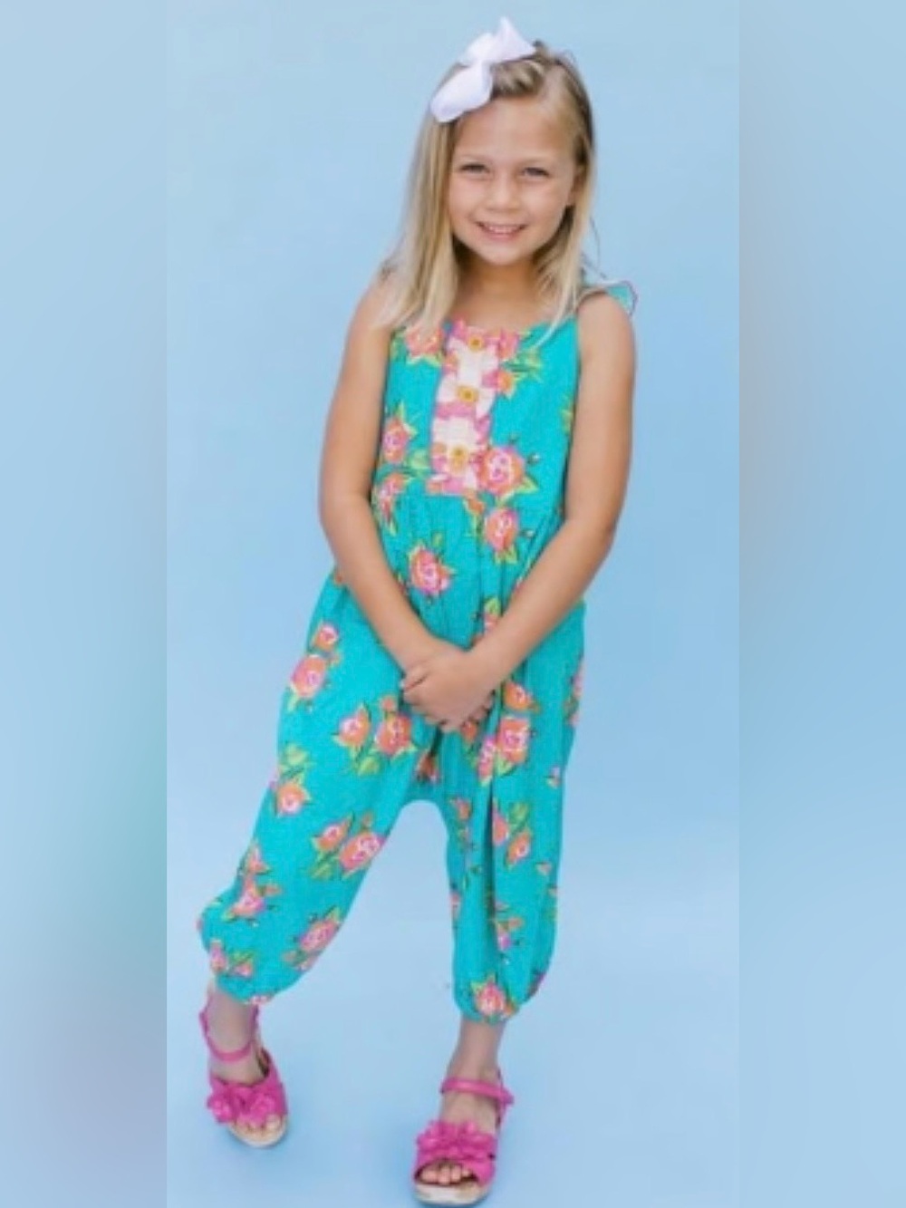 Matilda Jane Watch the Waves Romper Girls Size 12 NWT Blue Floral